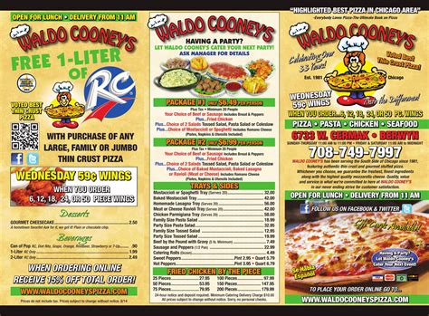 Waldo cooney's pizza - Waldo Cooney's Pizza (Worth) 4.6 (38) • 1731.6 mi. Delivery Unavailable. 6715 W 111th St. Enter your address above to see fees, and delivery + pickup estimates. Located in Worth, Waldo Cooney's Pizza is a hidden gem according to customers. This well-rated pizza restaurant serves both thin-crust and deep-dish pizza made with high-quality ... 